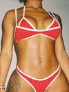 ZASUWA Female Sexy Contrast Color Stripes Bikini Set