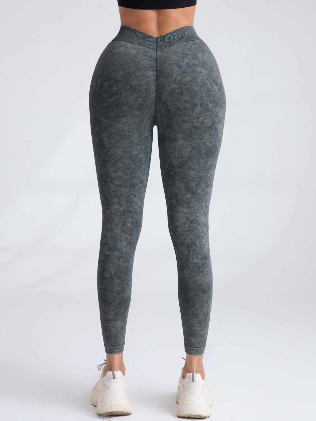 Denim Deep V Back Scrunch Bum Leggings