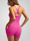 ZASUWA Female Ribbed Pocket Cross Back Scrunch Bum Seamless Romper