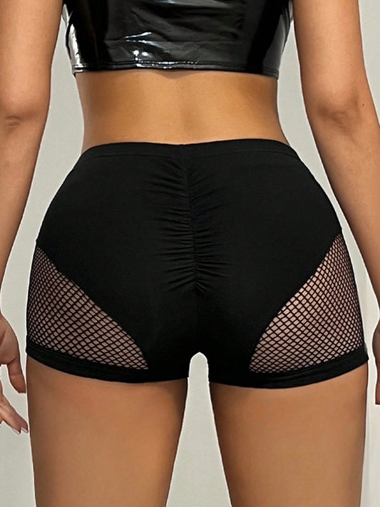 ZASUWA Female Sexy Fishnet Scrunch Bum Spandex Gym Booty Shorts