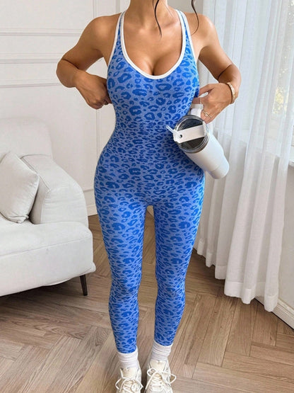 Leopard Print Cross Back Jumpsuit