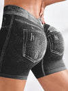 ZASUWA Female Deep V Back Denim Scrunch Bum Leggings