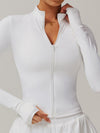 ZASUWA Female Solid Color Zipper Thumbhole Jacket