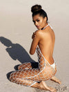 ZASUWA Female Sexy Fishnet Diamond Without Bikini Set Beach Dress