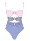 ZASUWA Female Contast Color Unique Cutout  Button One Piece