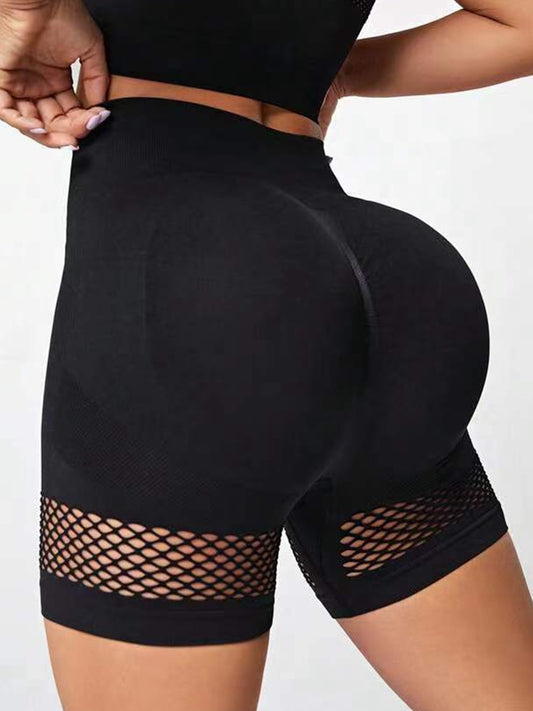 ZASUWA Female Fishnet Scrunch Bum Hip-lift Spandex Gym Booty Shorts