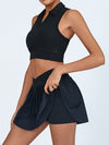 ZASUWA Female Pleated 2 In 1 Mesh Tennis Skirts Suits