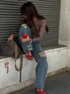 ZASUWA Female Sheer Mesh Leopard Print Long Sleeves