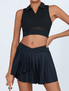 ZASUWA Female Pleated 2 In 1 Mesh Tennis Skirts Suits
