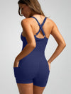 ZASUWA Female Ribbed Pocket Cross Back Scrunch Bum Seamless Romper
