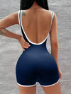 ZASUWA Female Contrast Color Ribbed Scrunch Bum Backless Romper