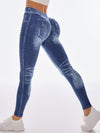Deep V Back Denim Scrunch Bum Short Traksuit