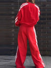 ZASUWA Female Contrast Color Stripes Big Heart Collar Pocket Casual Tracksuit