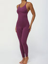 ZASUWA Female Cross Back U Collar Scrunch Bum Hip-lift Jumpsuit