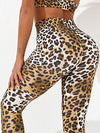 ZASUWA Female U Collar Leopard Print Cross Back Hollow Out Tracksuit