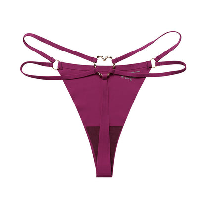 Back Heart Shape Crystal Hollow Out T-back Panties