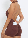 ZASUWA Female Pocket Backless Scrunch Bum Romper