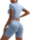 ZASUWA Female Denim Deep V Back Scrunch Bum Short Tracksuit