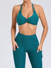 ZASUWA Female Deep V Back Pocket Scrunch Bum Halter Backless Tracksuit