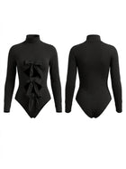 Turtleneck Bow Cutout Long Sleeve Bodysuit