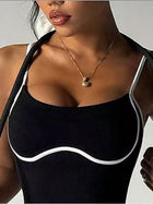 Contrasting Piping Sculpting Scoop Neck Bodysuit
