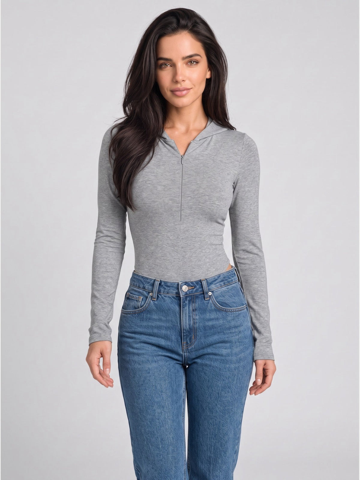 Women's Hooded Long Sleeve Half-Zip Bodysuit