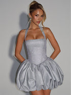 Glitter Halter Corset Bubble Mini Dress