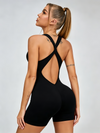 Sexy Leopard Print Cross Back Deep V Back Scrunch Bum Romper