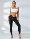 Color‑Block Racerback Sports Bra & Contour‑Stitch Biker Shorts Set