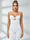 Front Cutout Multi-Crisscross Back Compression Jumpsuit