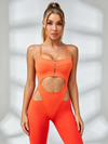 Half-Zip Cutout Compression Jumpsuit