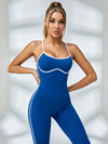 Piping Open-Back Compression Jumpsuit