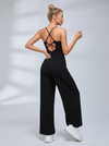 Criss Cross Back Cutout Wide Leg Jumpsuit