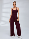 Criss Cross Back Cutout Wide Leg Jumpsuit