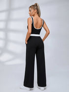 Contrast Piping Wide Leg Jumpsuit