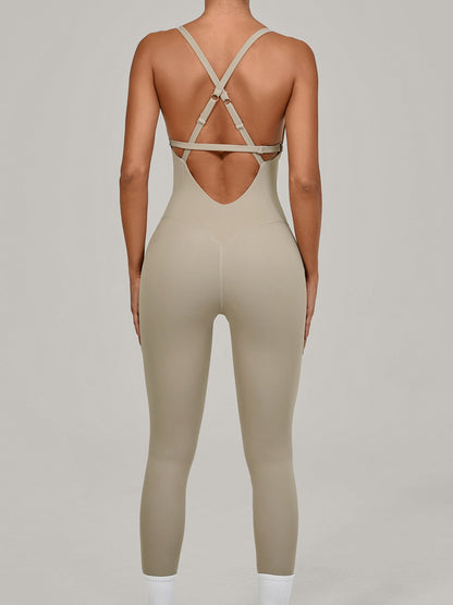 Adjustable Strap Backless Yoga Jumpsuit