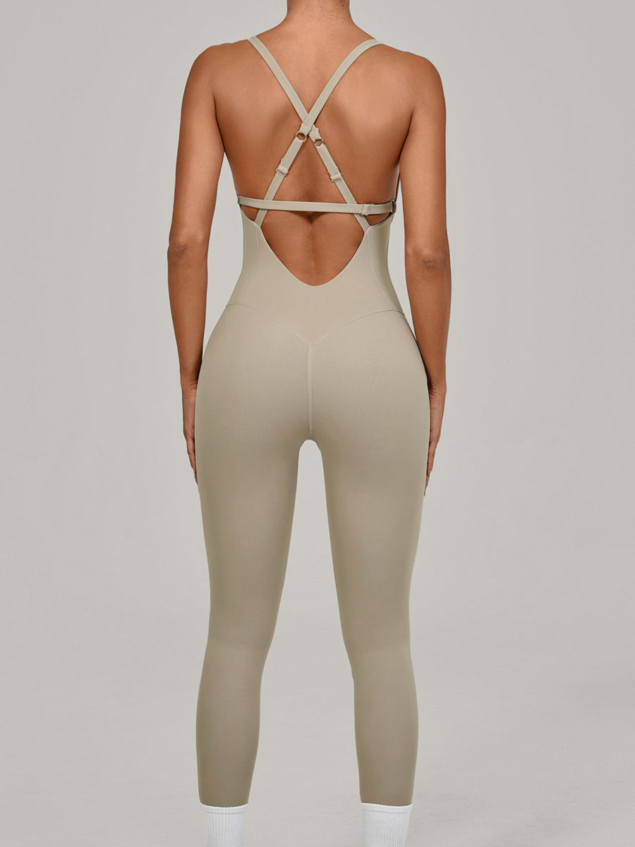 Adjustable Strap Backless Yoga Jumpsuit