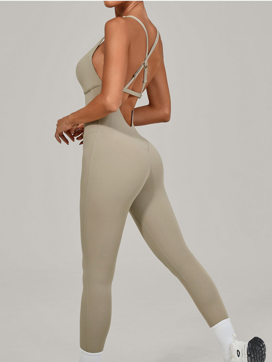 Adjustable Strap Backless Yoga Jumpsuit