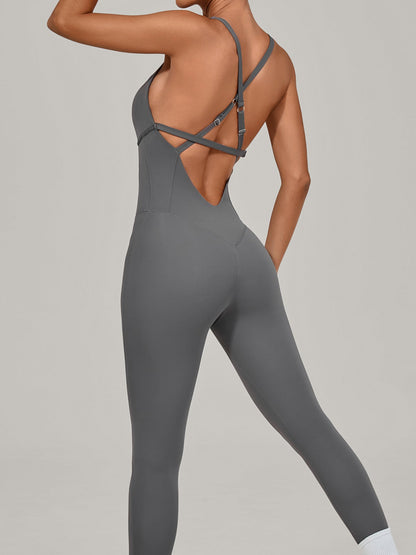 Adjustable Strap Backless Yoga Jumpsuit