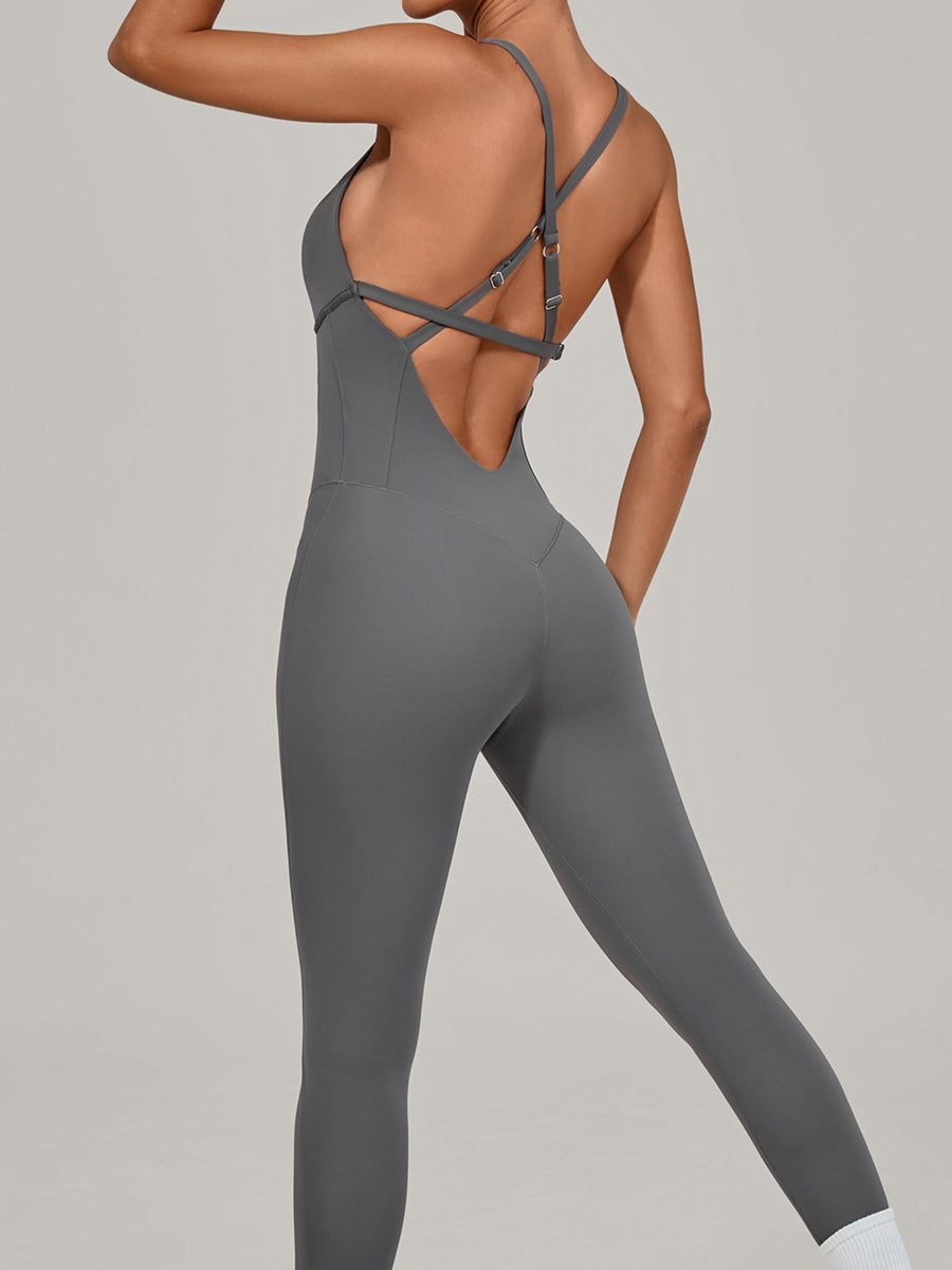Adjustable Strap Backless Yoga Jumpsuit