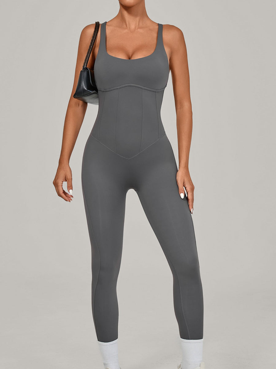 Adjustable Strap Backless Yoga Jumpsuit
