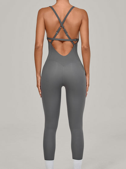 Adjustable Strap Backless Yoga Jumpsuit
