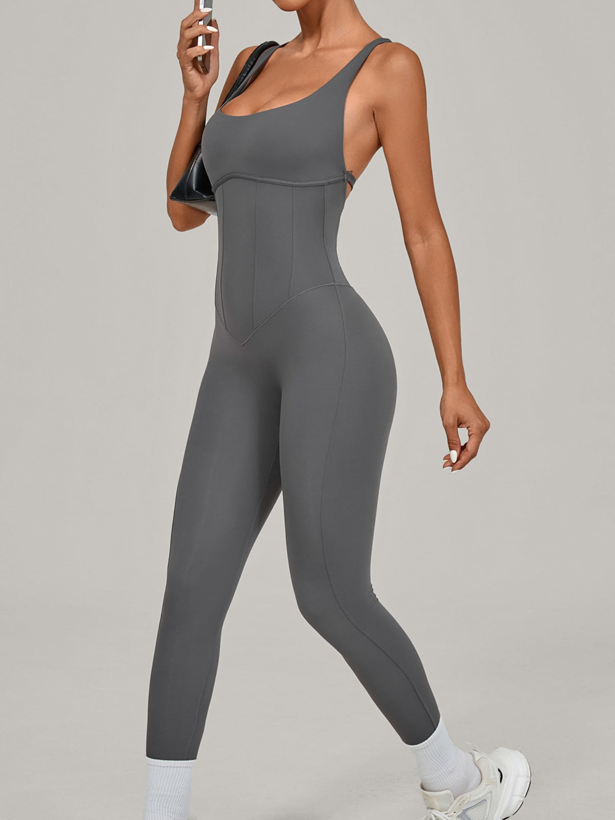 Adjustable Strap Backless Yoga Jumpsuit
