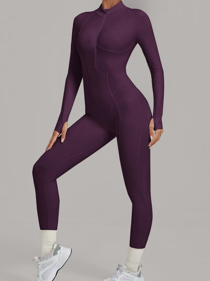 Half Zip Long Sleeve Fitness Jumpsuit