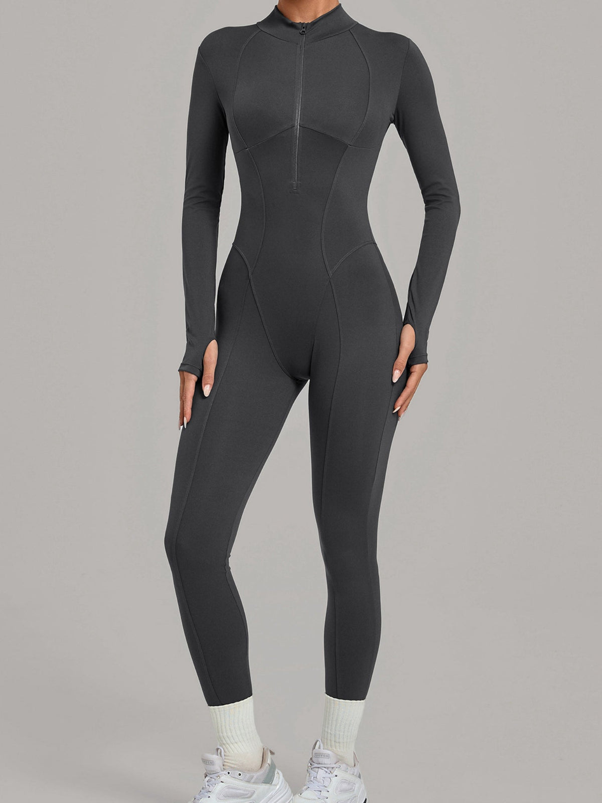 Half Zip Long Sleeve Fitness Jumpsuit
