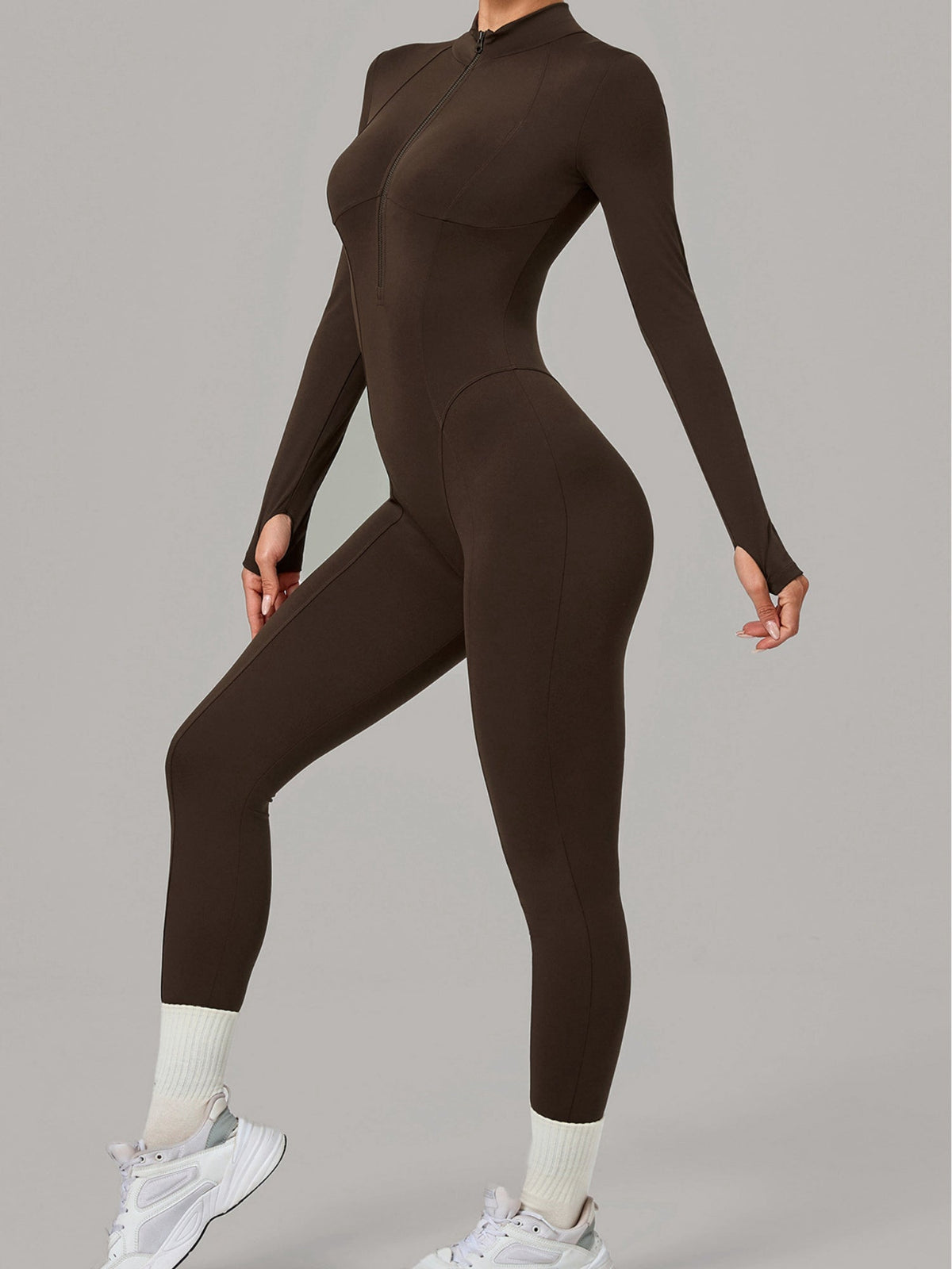 Half Zip Long Sleeve Fitness Jumpsuit
