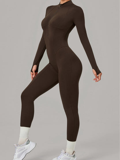 Half Zip Long Sleeve Fitness Jumpsuit