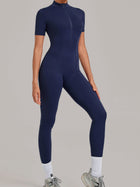 Half Zip Short Sleeve Yoga Jumpsuit