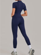 Half Zip Short Sleeve Yoga Jumpsuit