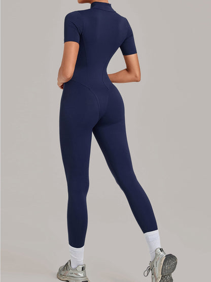 Half Zip Short Sleeve Yoga Jumpsuit